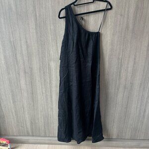 DIISH One shoulder Black Linen Maxi Dress- Size 6 US